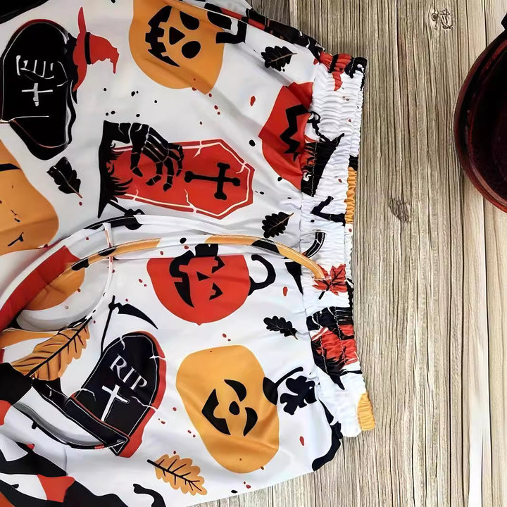 Lune London Halloween Pattern Leisure Pants for Women with Elastic Waist