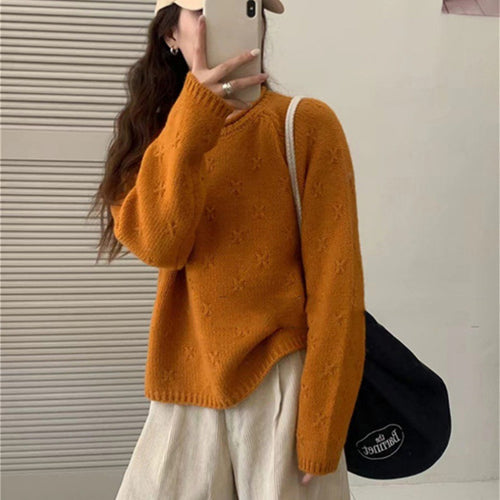 Women Cozy Knit Sweater with Textured Pattern Amarae