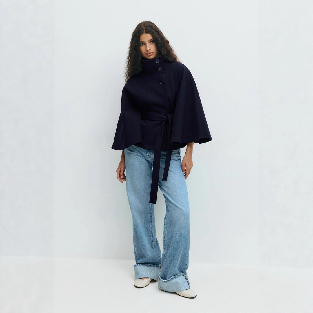 Women’s wrap coat with high collar and belt Lune London
