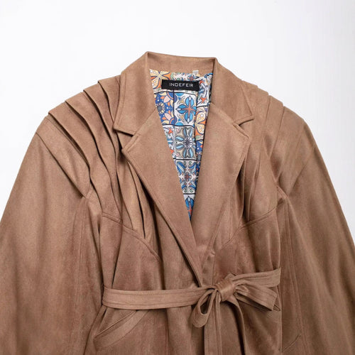 Trendy faux leather jacket for women with fashionable belt and elegant cut Amarae