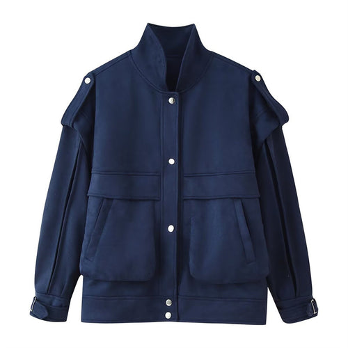 Amarae fashionable women's utility jacket with handy pockets and high collar