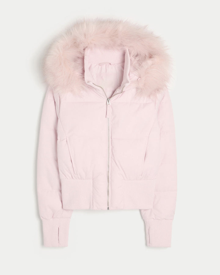 Chic Und Stil | Women's Quilted Winter Jacket with Removable Hood and Elastic Cuffs