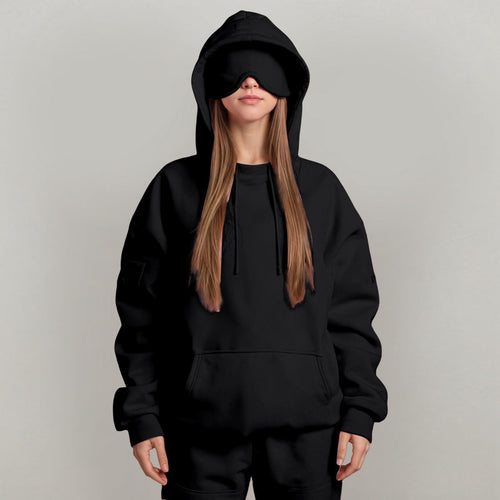 Ladies oversized cozy hoodie with integrated eye mask Amarae