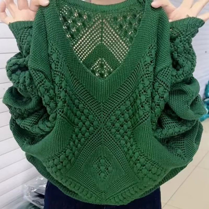 Sweater women with V-neck and modern textured pattern Lune London