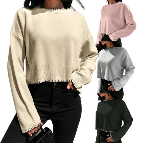 Ladies Trendy Sweater with Asymmetrical Edges and Textured Design Amarae