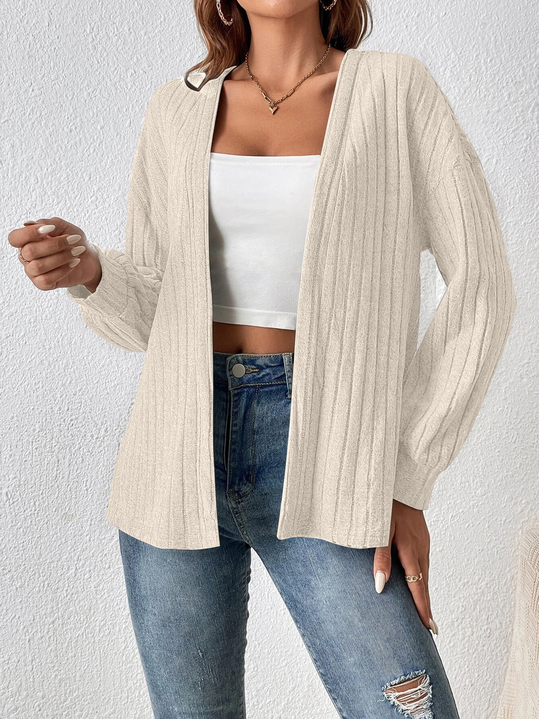 Women casual knitted cardigan with ribbed texture Lune London