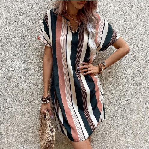 Amarae striped leisure t-shirt dress for women