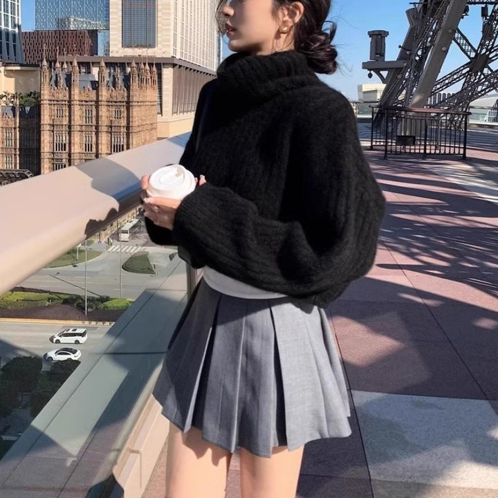 Pull pour femmes à col roulé tendance avec structure côtelée et coupe décontractée Chic & Stil