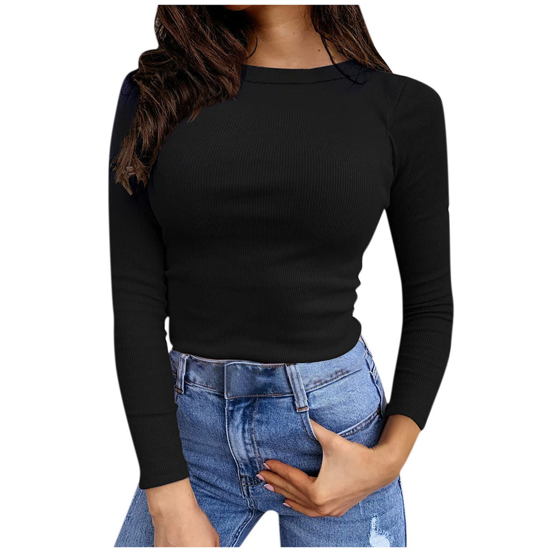 Haut à manches longues en ribbed pour femmes avec un élégant col rond Chic & Stil