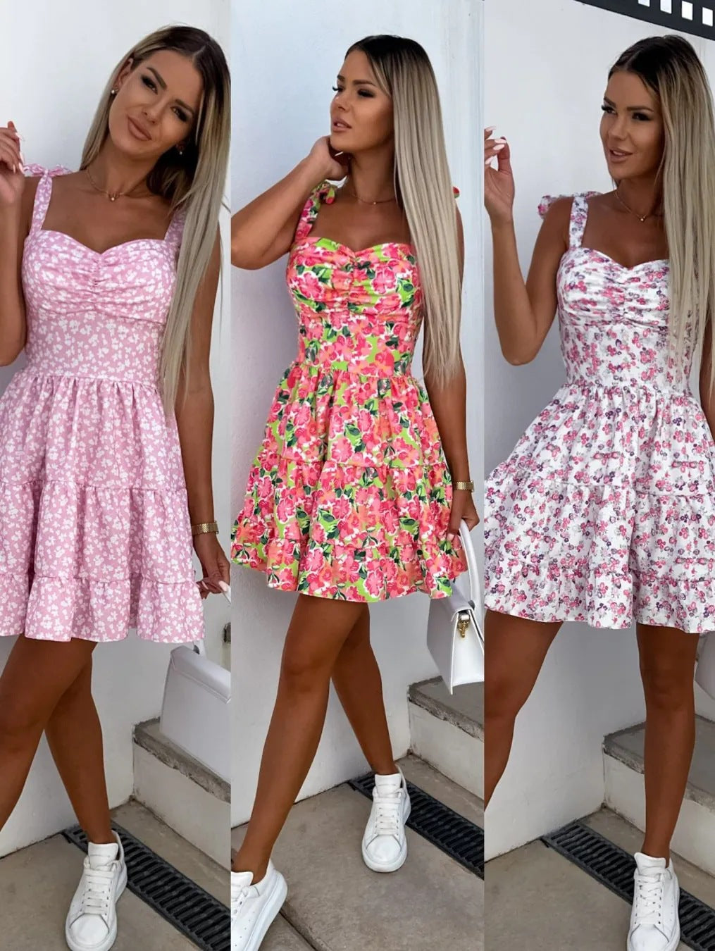 Floral A-Line Mini Dress for Women with Ruffled Hem Lune London