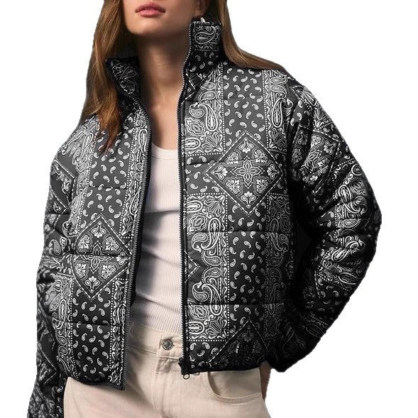 Paisley patterned quilted jacket for women Lune London