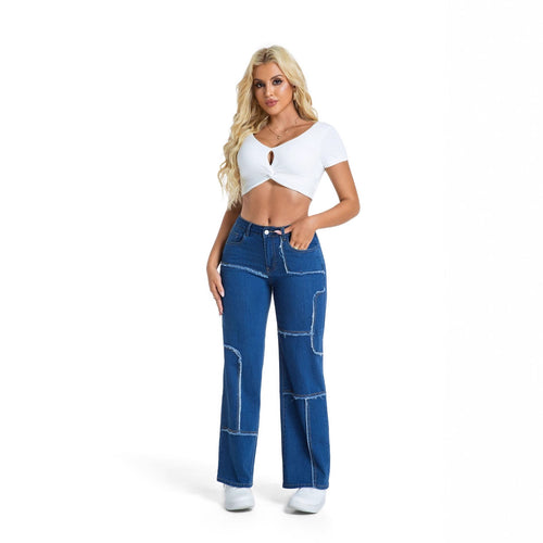 Wide jeans for women with stylish patchwork Amarae