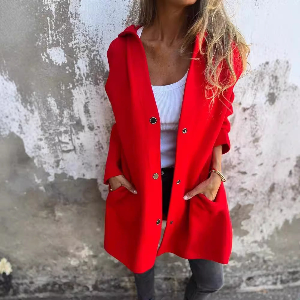 Women's Hoodie Coat with Snap Buttons and Oversized Silhouette Amarae