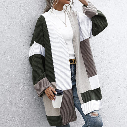 Ladies long sleeve cardigan with trendy block design and relaxed fit Amarae