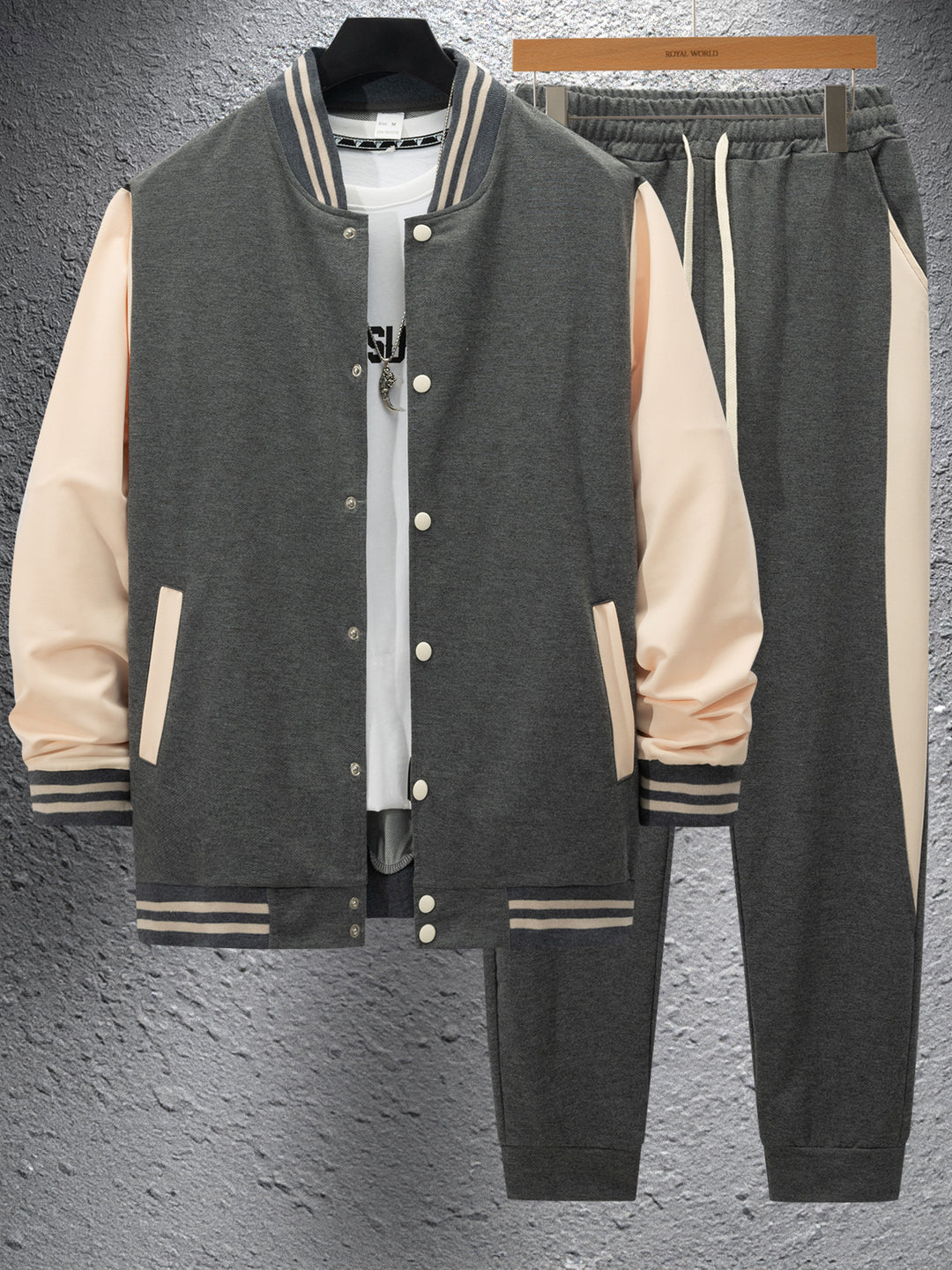 Elegant leisure set for men with a modern bomber jacket design and comfortable jogger pants Lune London