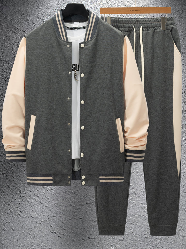 Elegant leisure set for men with a modern bomber jacket design and comfortable jogger pants Lune London