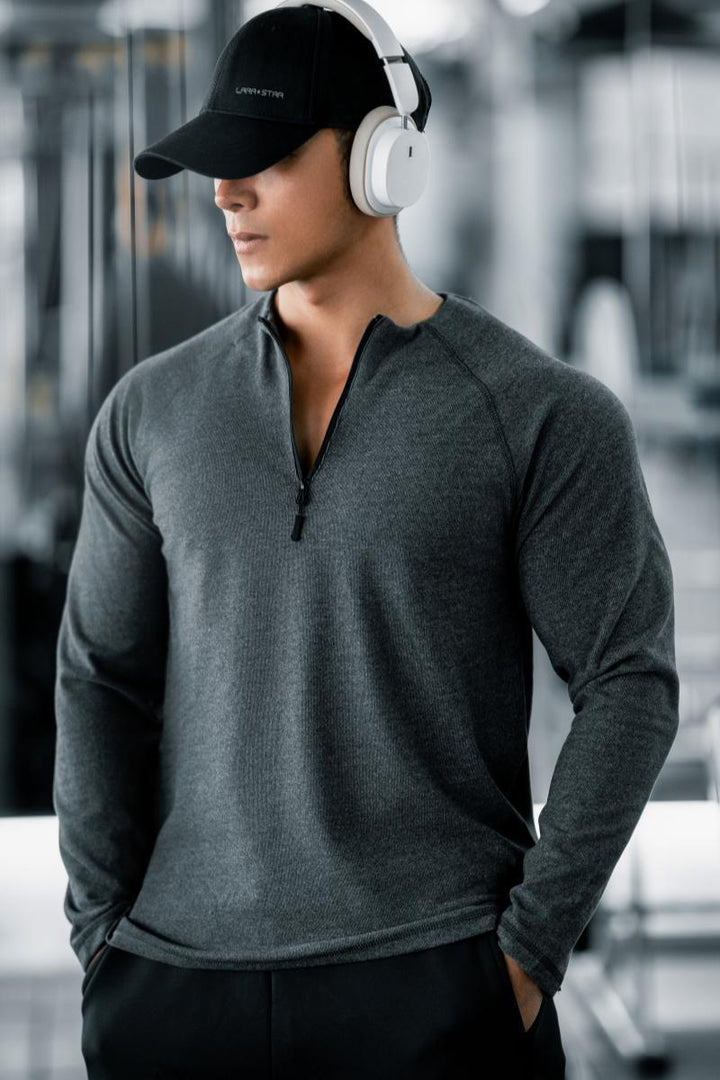 Men's long sleeve sports shirt with innovative zipper Lune London