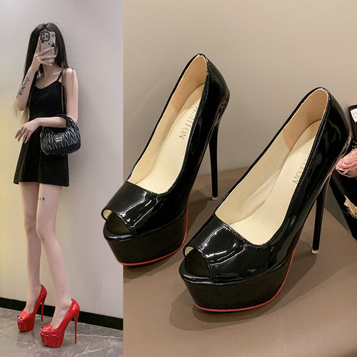 Ladies Peep Toe High Heels with Platform and High Stiletto Heel Amarae