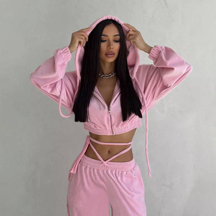 Casual tracksuit for women with hooded top and wide-leg pants Lune London