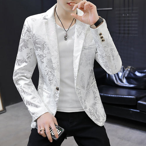 Men's Elegant Smoking Jacket with Floral Jacquard Pattern Amarae