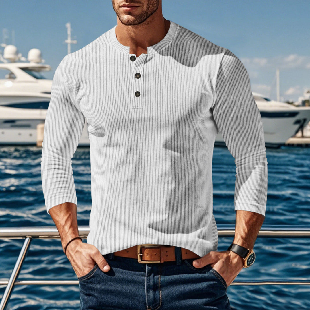 Long sleeve shirt for men with comfortable button placket and textured design Lune London