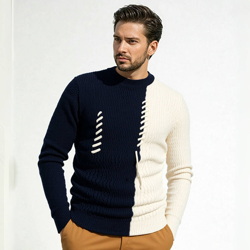 Men's knit sweater with modern structured design and contrasting patterns Lune London
