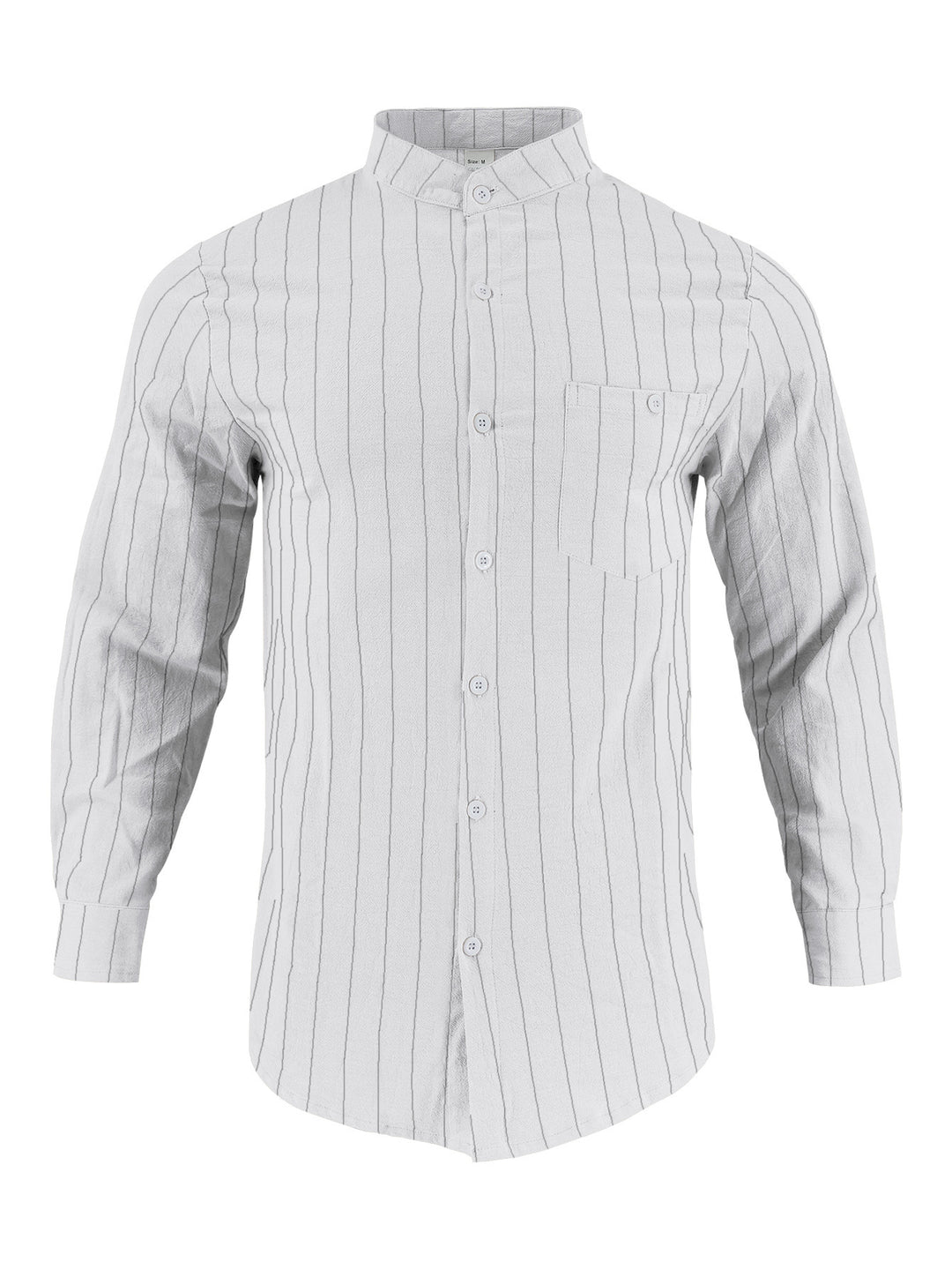 Men's long sleeve shirt with modern stand-up collar and fine striped pattern Lune London