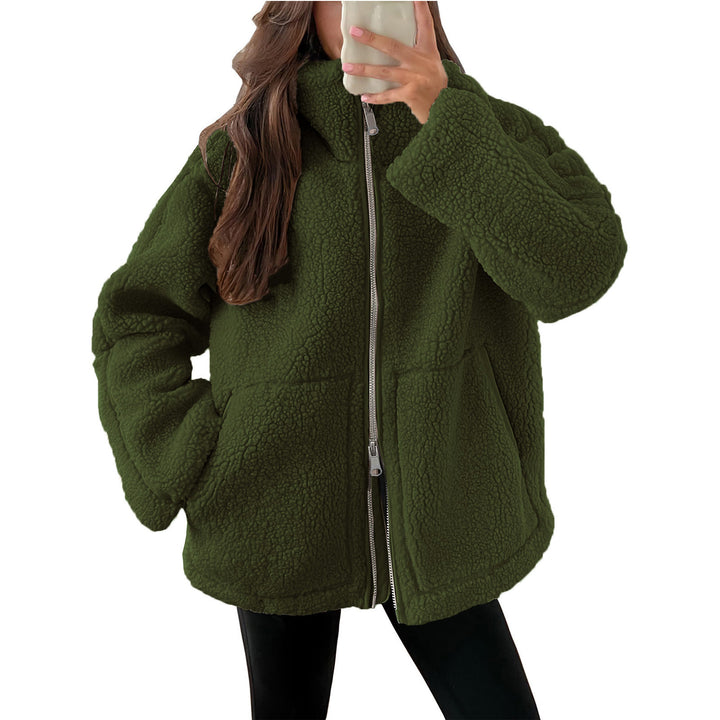 Cozy fleece jacket for women with high collar and practical pockets Lune London