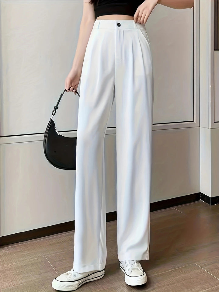 High-waisted pleated wide-leg pants for women Lune London