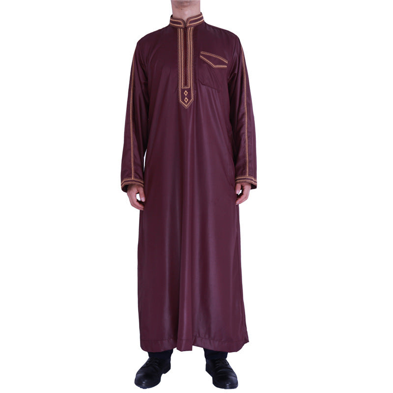 Men's long traditional dress with decorative embroidery and elegant button placket Lune London