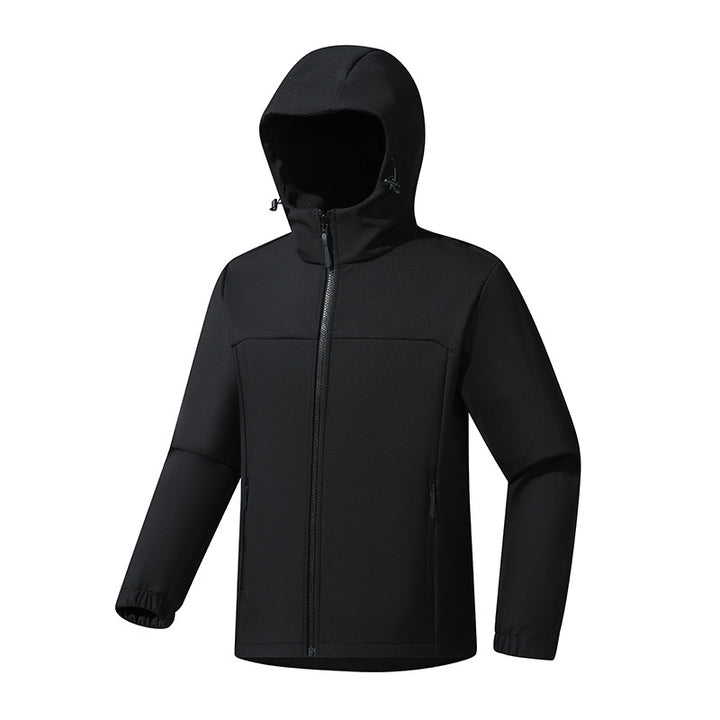 Men's Lightweight Softshell Jacket with Hood, wind and water-resistant surface and zippered pockets Amarae