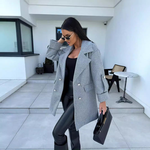 Women Double-Breasted Wool Blazer Amarae