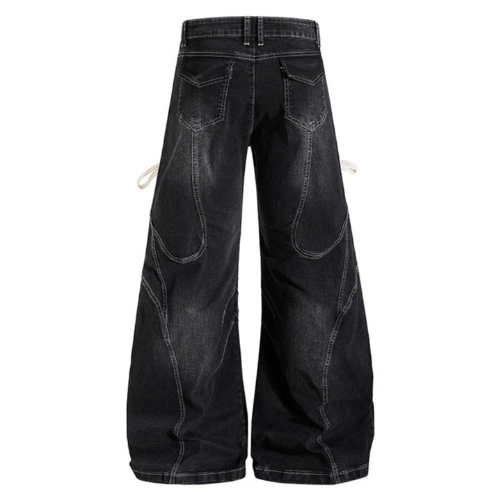 Women's wide high-waisted denim culotte with side lacing and cargo pockets Amarae
