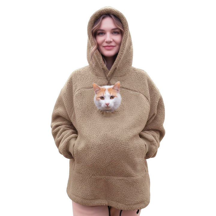 Women’s hoodie with integrated cat cave and extra soft fleece Amarae