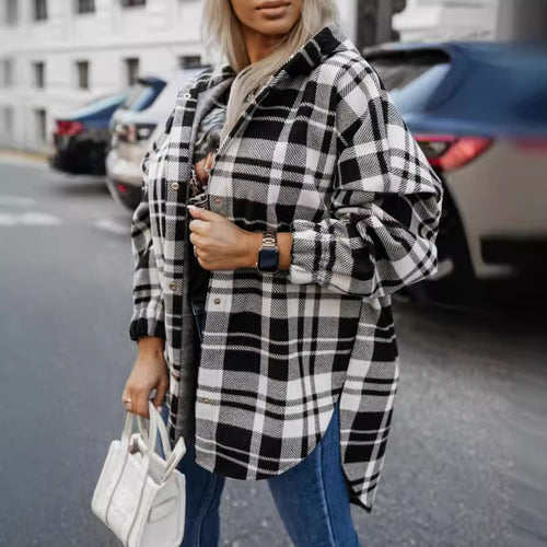 Oversized shirt dress for women with a modern check pattern Amarae