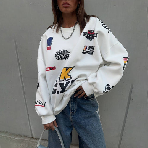 Oversized sweatshirt for women with eye-catching graphic design and relaxed fit Amarae