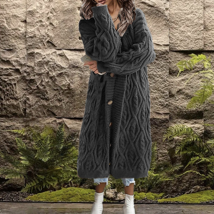 Ladies Chunky Knit Cardigan with open design and practical buttons Lune London