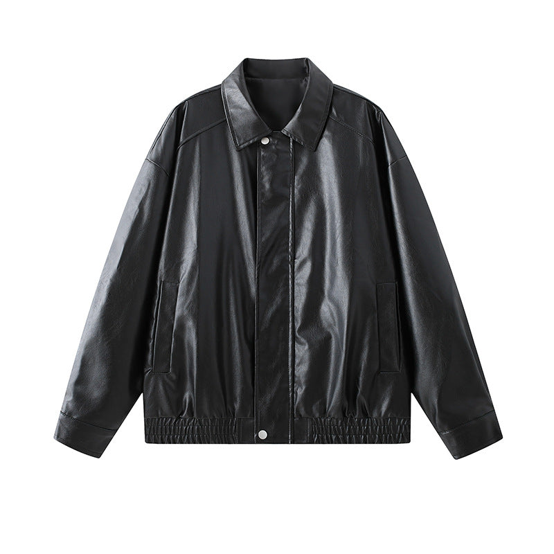 Elegant faux leather jacket for men with elastic waist Amarae