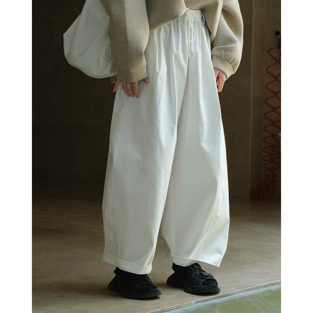 Women Wide High-Waist Drawstring Pants in Culotte/Balloon Cut Amarae