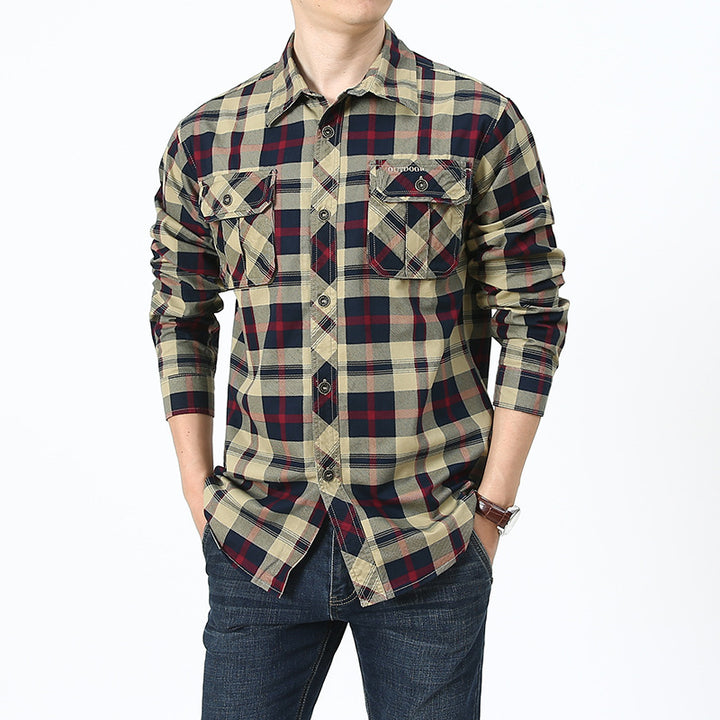 Checkered shirt for men with practical chest pockets Amarae