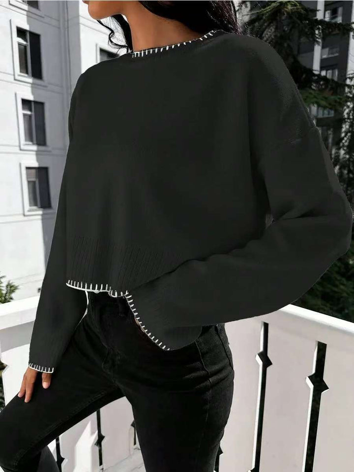 Lune Londonl women's casual cropped sweater with fine ribbed knit