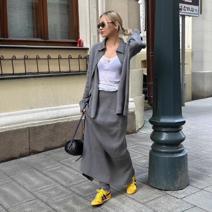 Ladies Long Knit Coat Amarae