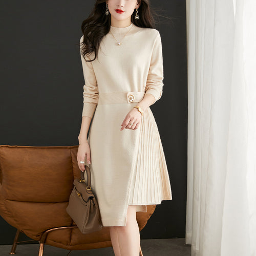 Robe tricotée pour femmes avec un design côtelé élégant et une coupe asymétrique Chic & Stil
