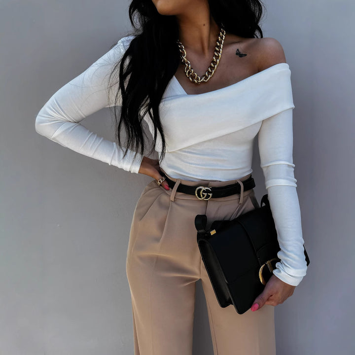 Women asymmetrical off-shoulder top Lune London