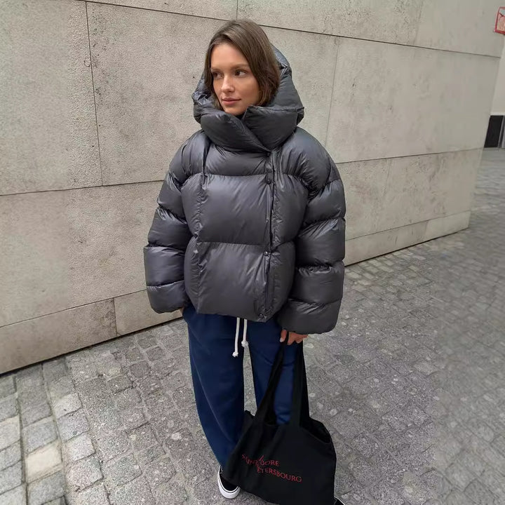 Ladies Short Hooded Down Jacket Trendy Lune London