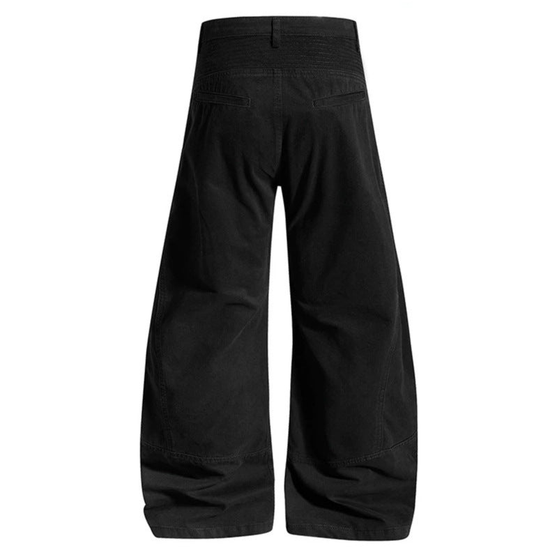Women High-waisted wide Denim culotte pants with reinforced ribbed knee panels and patch stitching Amarae