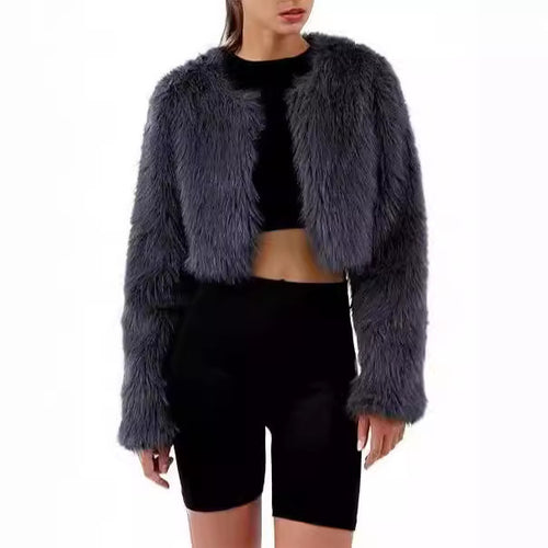 Ladies Short Plush Open Cut Jacket Amarae