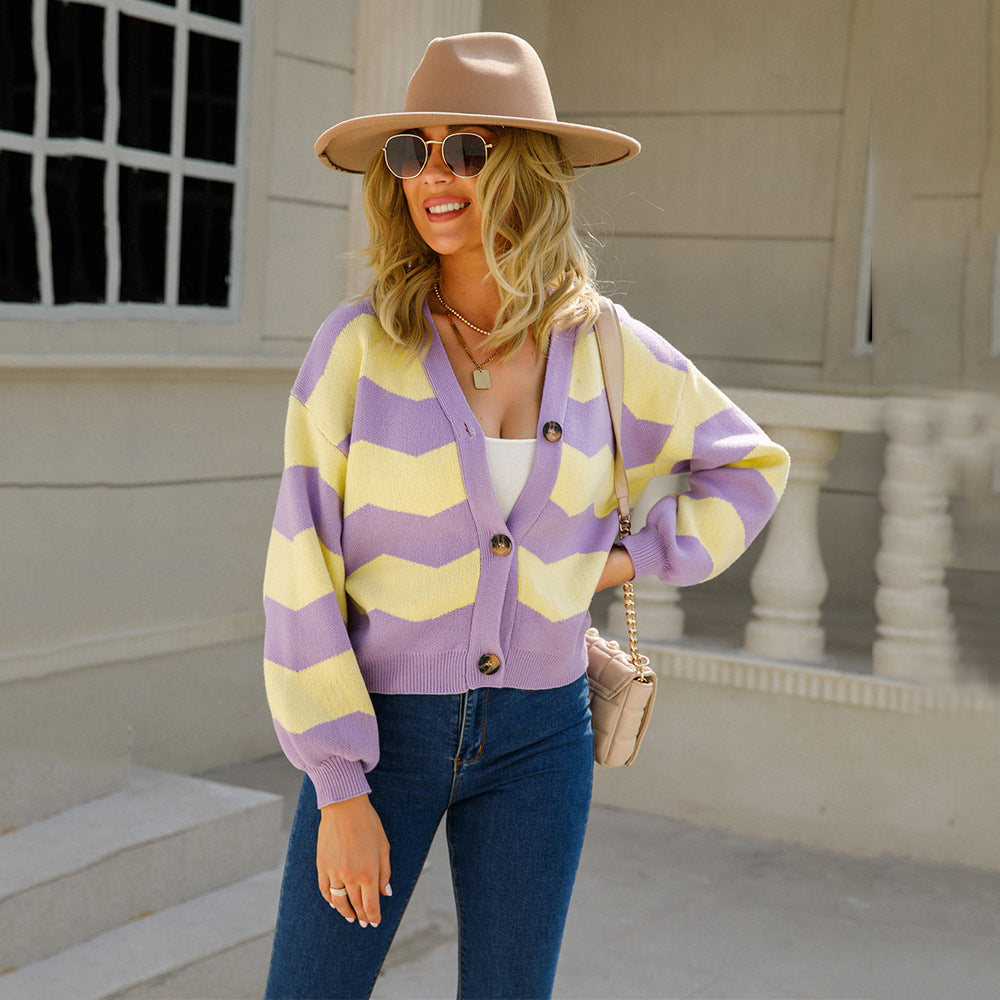 Cardigan élégant pour femme avec motif en chevron Chic & Stil