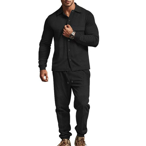 Comfortable leisure set for men with classic shirt and elastic joggers Amarae