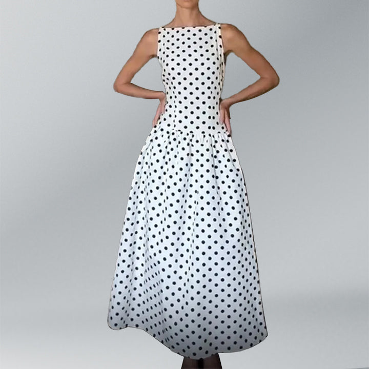 Robe Maxi Rétro Femme à Pois et Jupe Volumineuse Chic & Stil